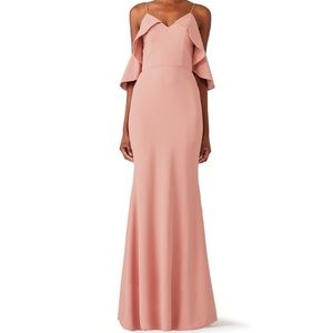 CHRISTIAN SIRIANO Peach Pink Ruffle GOWN Size 0